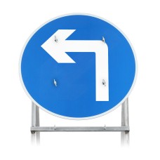 Turn Left Ahead Quick Fit Sign Dia. 609 750mm 3mm Plastic RA1 (face only)