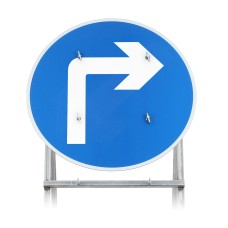 Turn Right Ahead Quick Fit Sign Dia. 609 750mm 3mm Plastic RA1 (face only) | 750mm