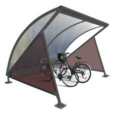 Moonshape Bike Shelter (Inc Cladding) & 6-Space Rack Galvanised & Painted