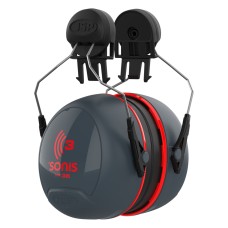 JSP Sonis 3 Helmet Mounted Ear Defenders Dark Grey/ Red -SNR 36