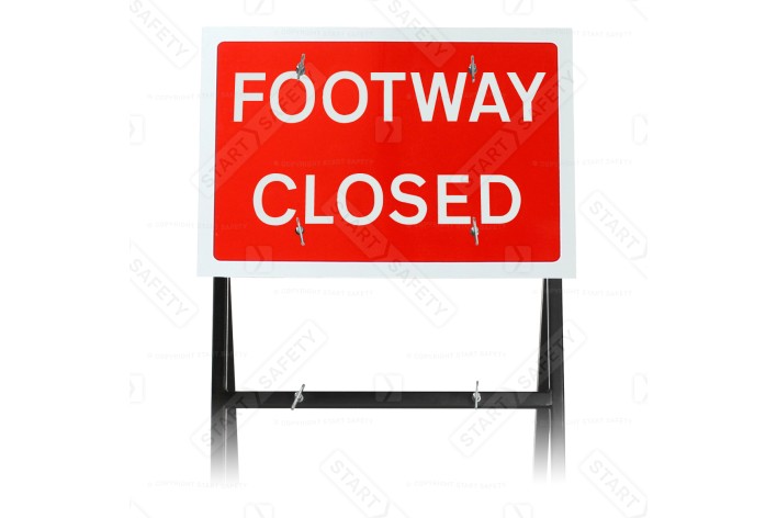 Footway Closed Quick Fit Sign Face. 3mm Plastic 600x450mm (face only)