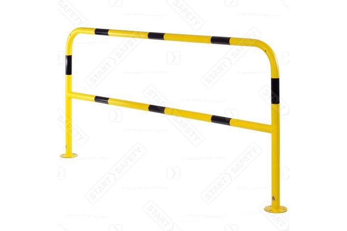 Black & Yellow Bolt Down Hooped Barriers | 76x1000x1000mm + Reinforcing Bar