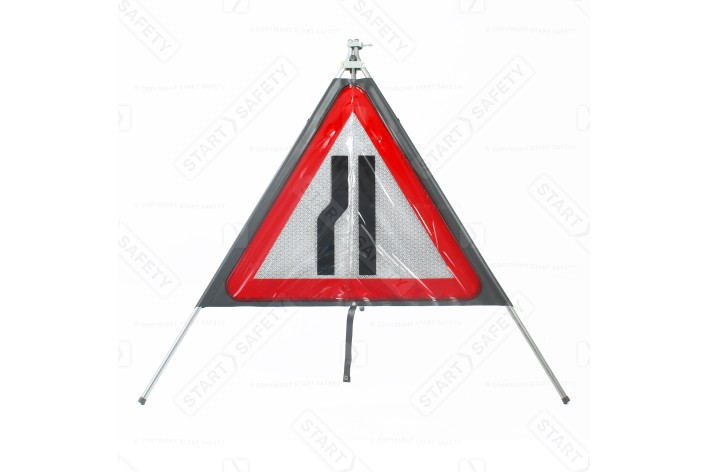 Road Narrows Onside Classic Roll Up Road Sign