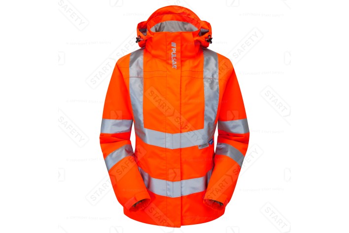 Pulsar Protect Ladies Hi Vis Orange Storm Coat PR705