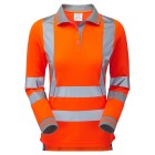 Pulsar Protect Ladies Rail Spec Hi Vis Orange Long Sleeved Polo Shirt PR703