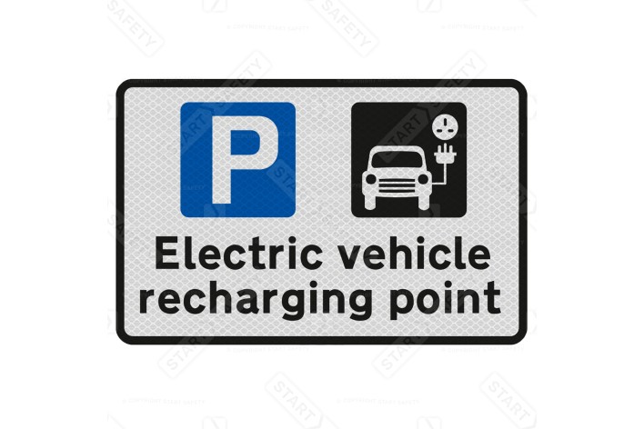 'Electric vehicle recharging point' Inc Symbols Sign Wall Mount R2 Dia 660.9