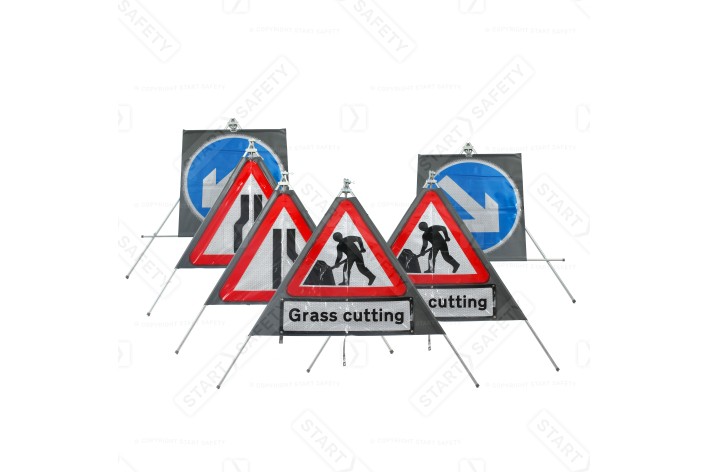 Quazar Chapter 8 Classic Grass Cutting Roll Up Sign Package