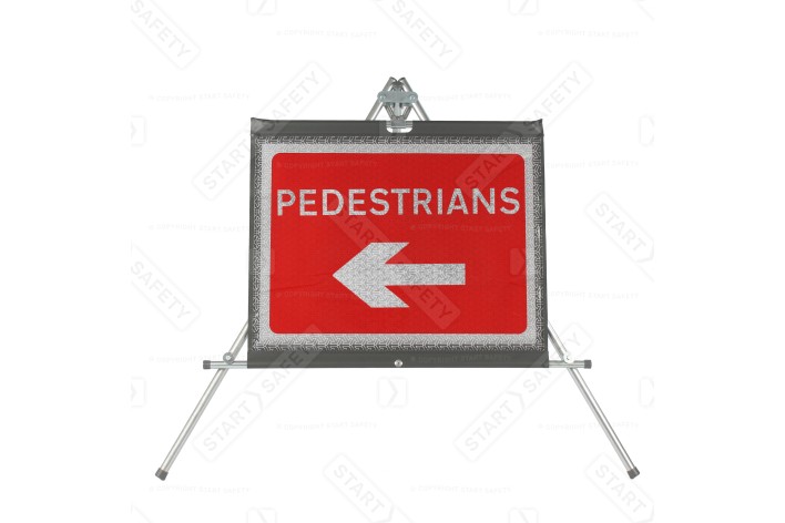 Pedestrians Left Arrow Sign dia.7018 Classic Roll Up Road Sign | 600x450mm