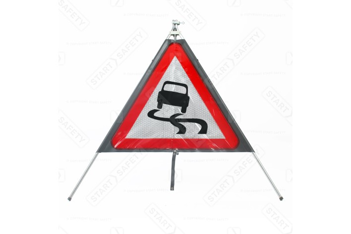 Slippery Road Classic Roll Up Road Sign