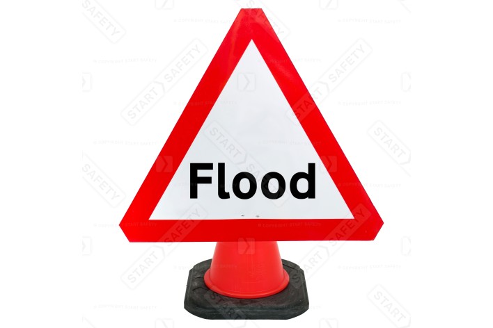 Flood Ahead Cone Sign Dia. 544 750mm (Cone Sold Separately)