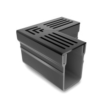Alusthetic PVC Threshold Drain With Aluminium Grating Corner Connector | Black
