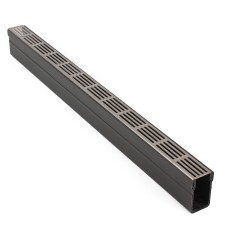 Alusthetic PVC Threshold Drain With Stainless Steel Grating 1 Metre Length