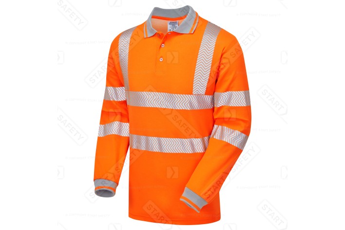Pulsar Life Mens Hi Vis Orange Long Sleeved Polo Shirt LFE903