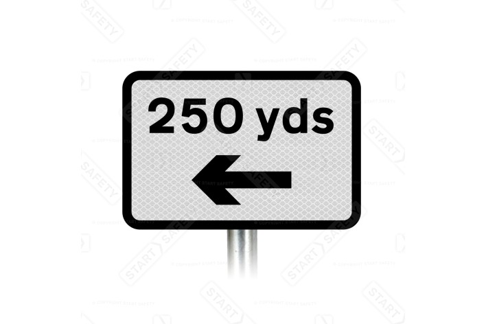 'For 250 yds' Inc Arrow Sup Plate Road Sign Post Mounted (Face Only)