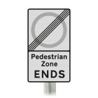 'Pedestrian Zone ENDS' Inc Symbol Sign Post Mounted  - Diagram 618.4A R2/RA2 (Face Only)