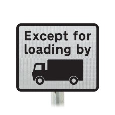 'Except for loading by' Supplementary Plate Inc Symbol - Post Mounted Sign Dia 620.1 R2/RA2