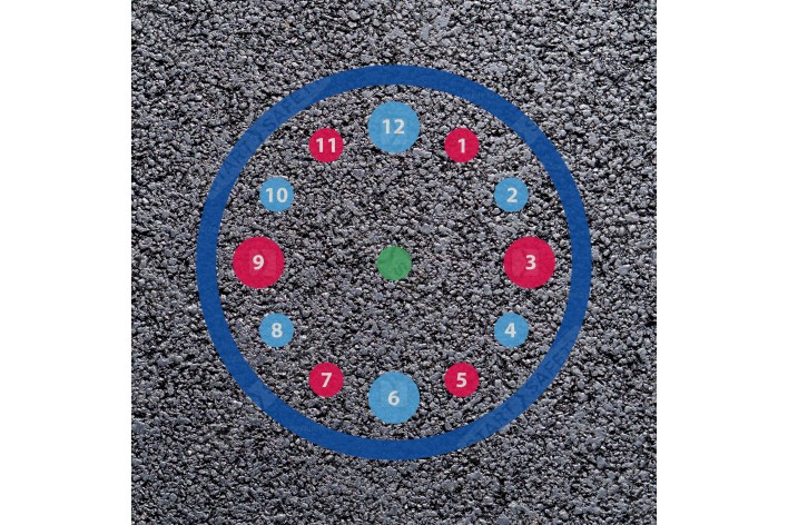 Basic 12 Hour Clock Playground Marking (3000mm x 3000mm) | Preformed Thermoplastic