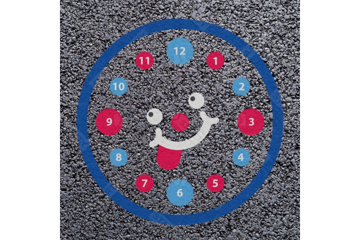 Smiley Face 12 Hour Clock Playground Marking (3000mm x 3000mm) | Preformed Thermoplastic