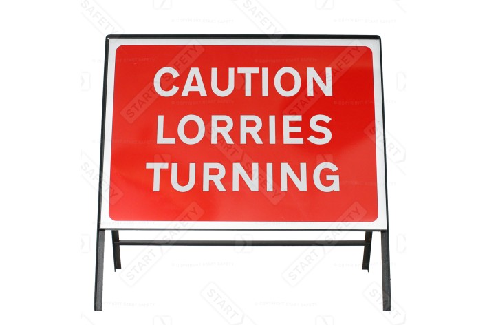 Caution Lorries Turning Zintec Road Sign 1050x750mm