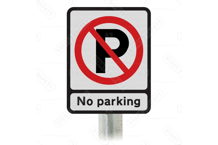No Parking Sign Inc Symbol Post Mounted R2 