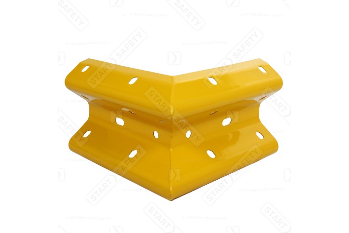 90° Yellow Rigid External Armco Corner, 90 Degree Galvanised Steel Mitred Design