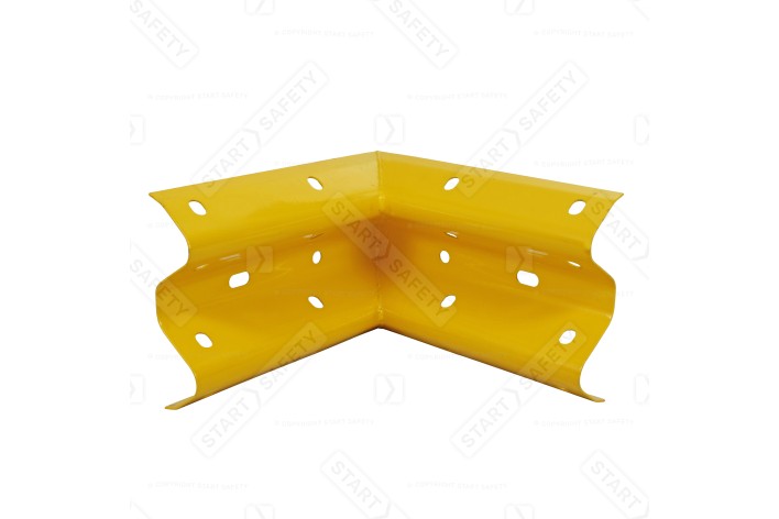 90° Yellow Rigid Internal Armco Corner, 90 Degree Galvanised Steel Mitred Design
