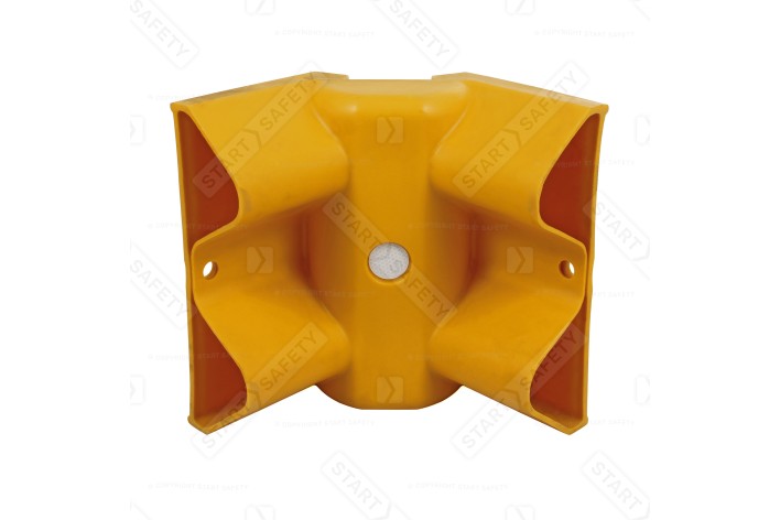 90° Internal Armco Barrier Corner | Yellow Plastic With Reflectors Embedded 