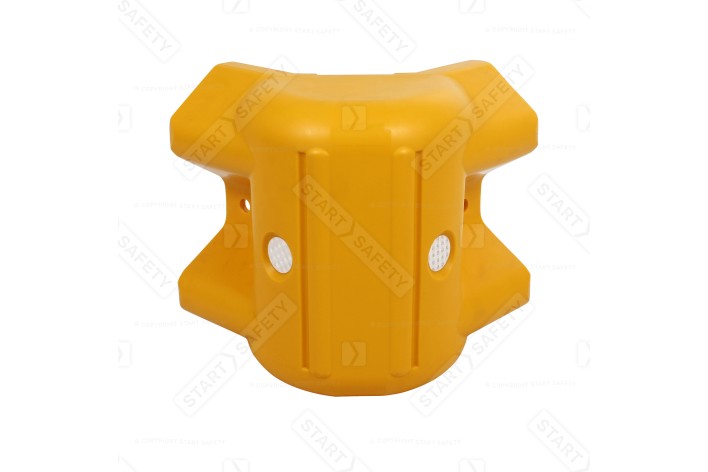 90° External Armco Barrier Corner | Yellow Plastic With Reflectors Embedded 