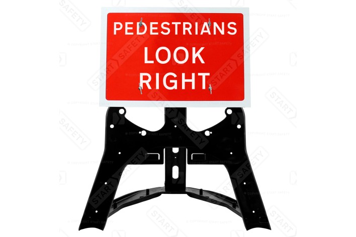 'Pedestrians Look Right' QuickFit EnduraSign 7017 Inc. Stand & Face