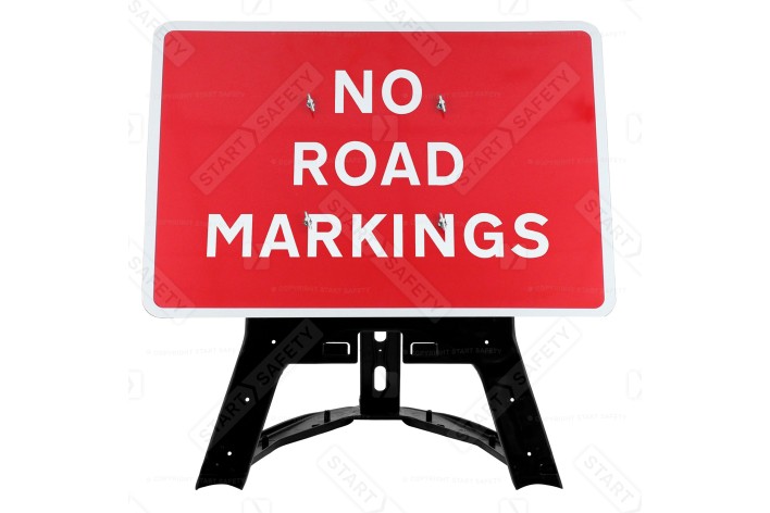 'No Road Markings' QuickFit EnduraSign Dia 7012 Inc Stand & Face