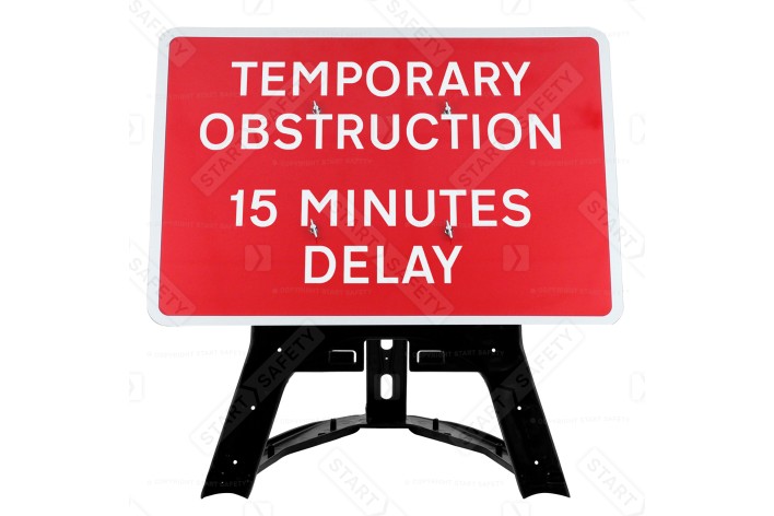 'Temporary Obstruction 15 Minutes Delay' QuickFit EnduraSign Inc Stand & Face
