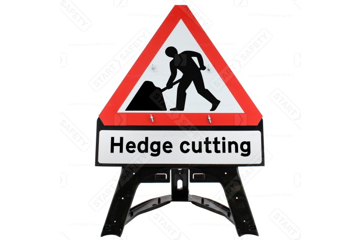 Men At Work with 'Hedge cutting' QuickFit EnduraSign 7001 Inc. Stand & Face