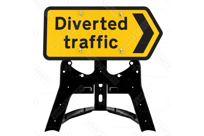 'Diverted Traffic' Chevron Right QuickFit EnduraSign 2704 Inc. Stand & Face