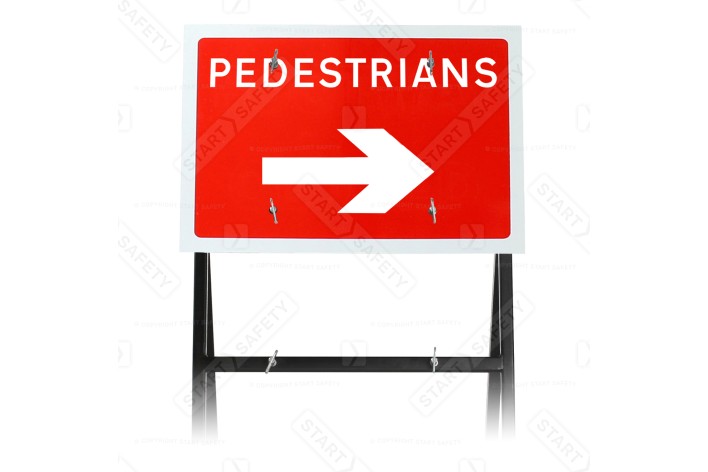 'Pedestrians' Arrow Right Quick Fit Sign DIA 7018  600x450mm (face only)