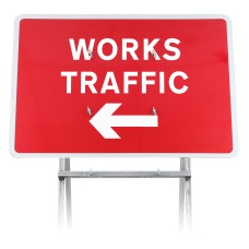 Works Traffic' Arrow Left Dia 7303 | Quick Fit Sign (Face Only) | 1050x750mm