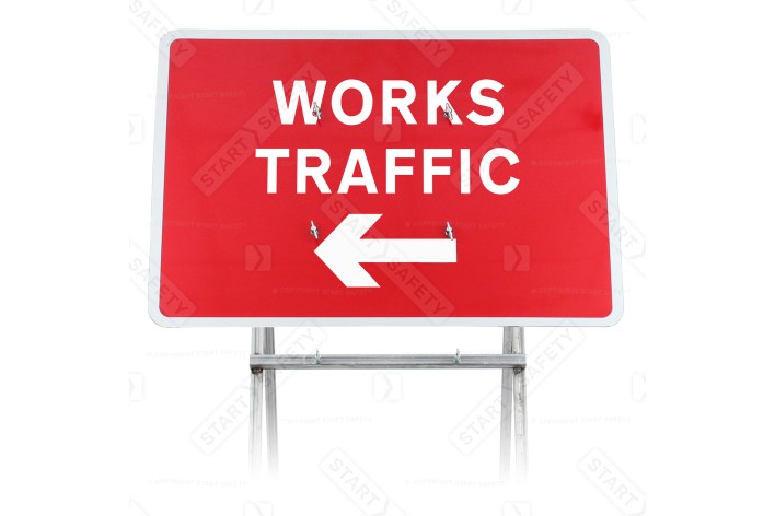 'Works Traffic' Arrow Left Dia 7303 Quick Fit Sign (Face Only)