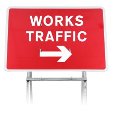 Works Traffic' Arrow Right Dia 7303 | Quick Fit Sign (Face Only) | 1050x750mm