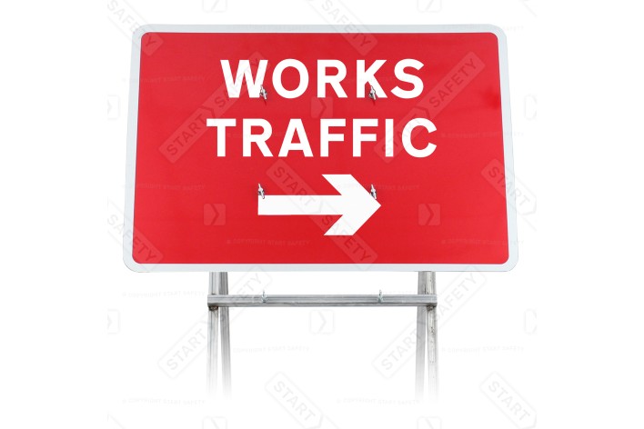 'Works Traffic' Arrow Right Dia 7303 Quick Fit Sign (Face Only)