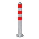 Traffic Line EV Charging Point Protection Bollard | Red Reflectors, Bolt Down, Hot Dip Galvanised Steel