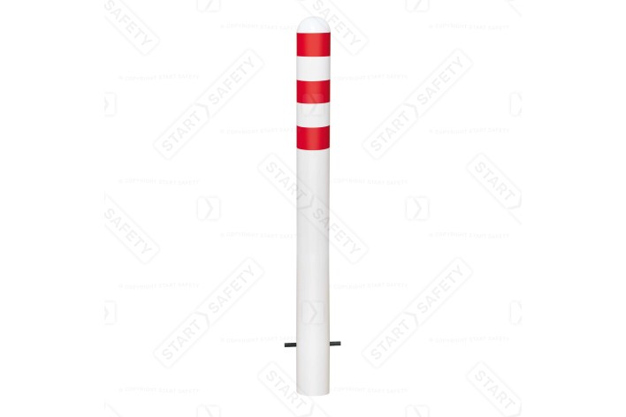 Buy EV Powder Coated White Charging Point Protection Bollards | Red Reflectors Sub Surface Mounted
