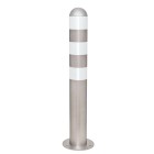 Traffic Line EV Charging Point Stainless Steel Protection Bollard | Bolt Down Fixed White Reflectors