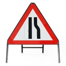 Road Narrows Reversible Left / Right Sign - Zintec Metal Sign Dia 517 Face | Face, Frame & Clips | 750mm