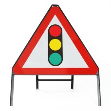 Traffic Signals Ahead Sign - Zintec Metal Sign Face Dia. 543 | Face, Frame & Clips | 750mm