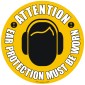 Attention Ear Protection Floor Sign, 430mm - Self Adhesive