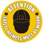 Safety Helmets Must Be Worn Floor Sign, 430mm - Self Adhesive
