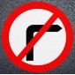 No Right Turn Road Marking - Thermoplastic Roundel Dia. 612