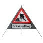 Men At Work Inc. 'Grass Cutting' dia.7001 Classic Roll Up Road Sign