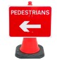 Pedestrians Arrow Left Cone Sign 7018a 600mm - (Cone Sold Separately)