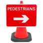 Pedestrians Arrow Right Cone Sign 7018b 600mm - (Cone Sold Separately)