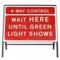 3/4-Way Control Wait HERE Until Green Light Shows Sign - Zintec Metal Sign Dia 7011.1 Face | Face, Frame & Clips